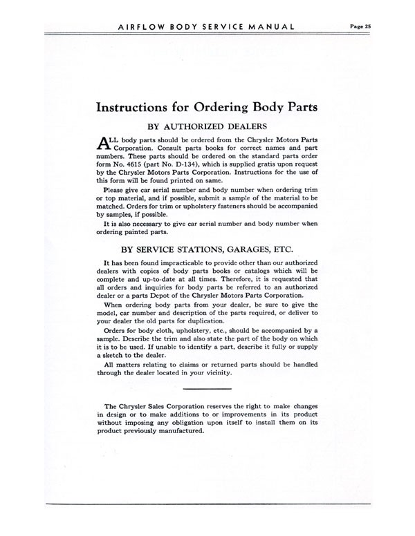 1934 Chrysler Airflow Body Service Manual Page 24